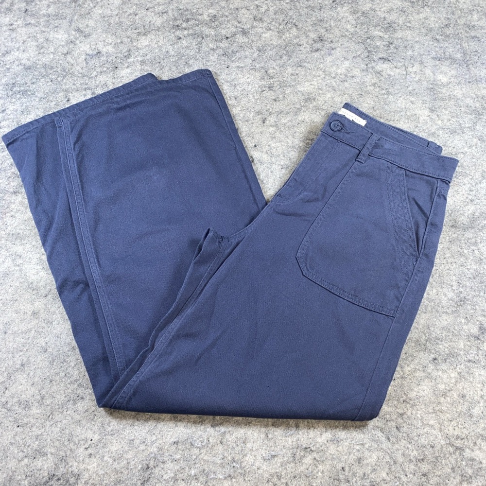 Copper Key Wide Leg Cropped Pants Women's 9 Blue Patch Pockets High Waist Casual